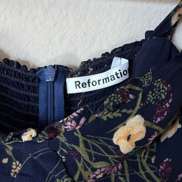 Reformation Christine Mini Tank Blue Dress Floral Size 8P - Picture 11 of 11